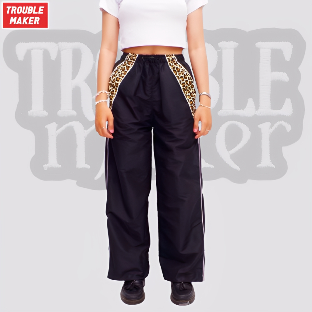 Y2K LEOPARD BAGGY PANTS / BAGGY PANTS Y2K LEOPARD MOTIF