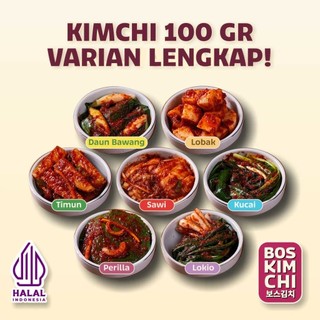 Kimchi 100 gr All Variant | Boskimchi | Sawi Lobak Timun Daun Bawang Kucai Lokio Perilla