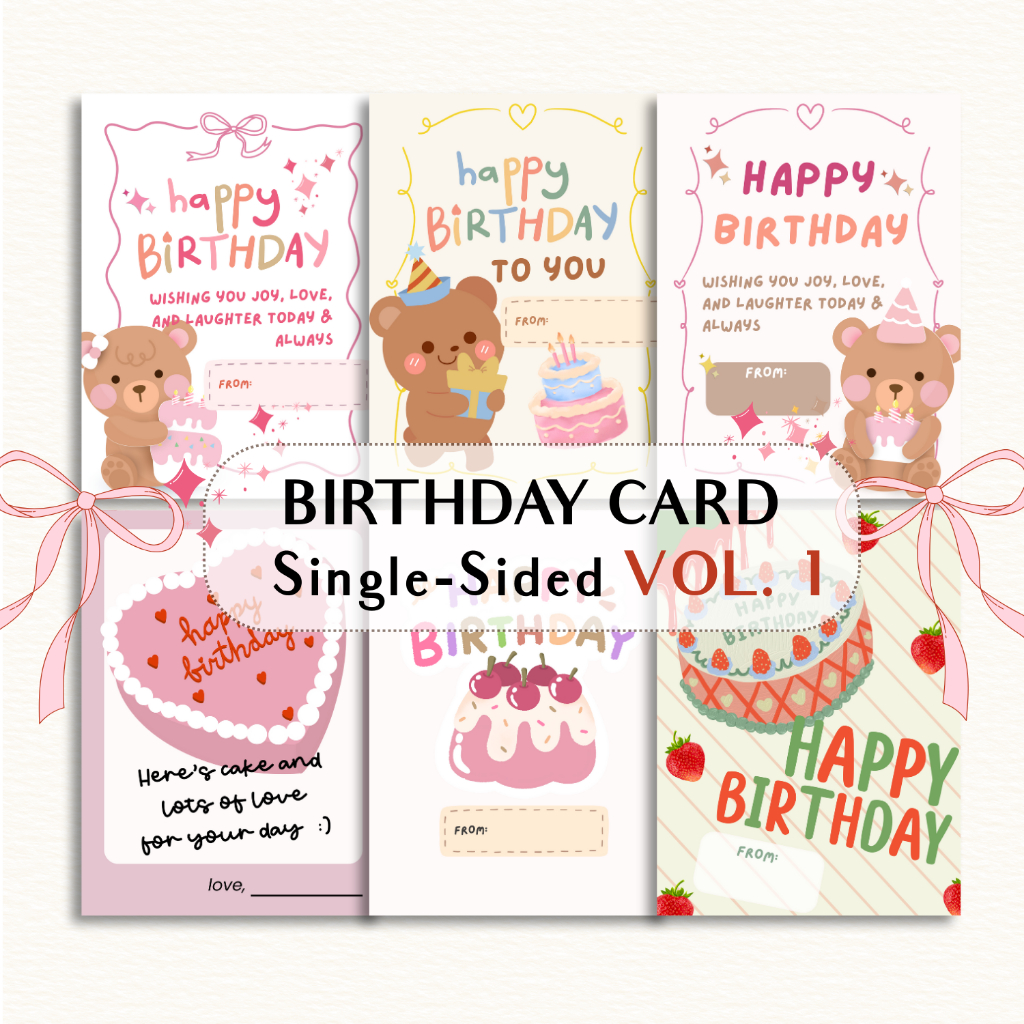 [HBD1-18] การ์ดวันเกิด AESTHETIC ONE-SIDED BIRTHDAY GREETING CARD