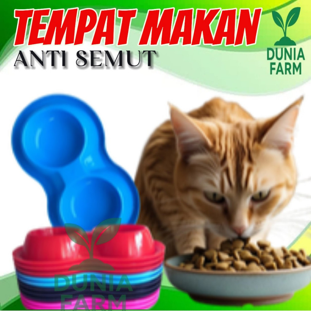 2-HOLE CAT FOOD PLACE ทําความสะอาดง่ายและทนทาน (DUNIFARM)