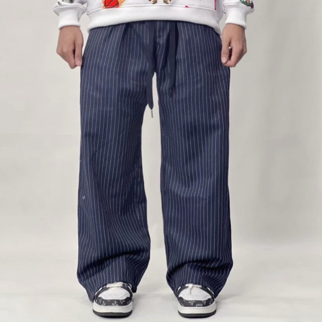 RETRO BAGGY STRIPES - UNISEX BAGGY STRIPED PANTS - RUBBER WAIST STRIPED PANTS - BAGGY STRIPES - LATE