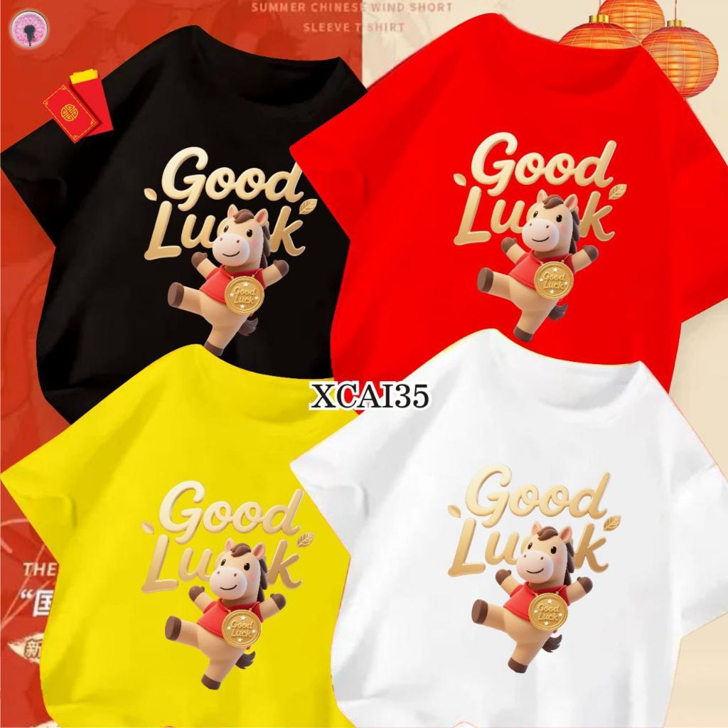 DDS XCAI35 Cny Family Shio Horse เสื้อยืดจีนปีใหม่ครอบครัวปีม้าเสื้อยืด Gong Xi Fa Cai เสื้อยืด Sinc