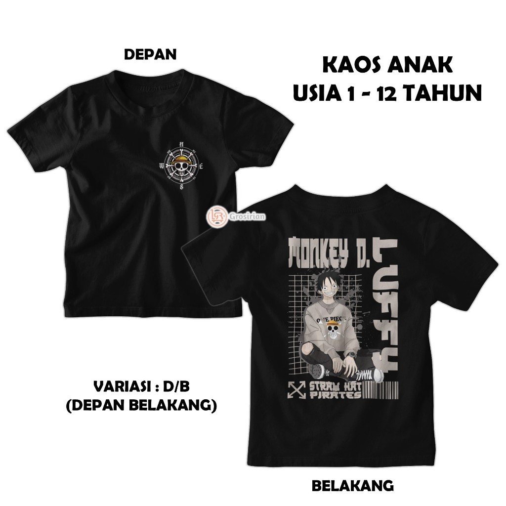 LUFFY ONE PIECE CHILDRENS T-SHIRT - LUFFY ONE PIECE 3 ANIME CHILDRENS T-SHIRT, CHILDRENS CLOTHES 1 -