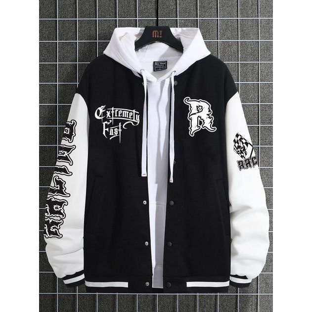 R Racing Jacket เสื้อแจ็คเก็ตเบสบอล ML XL 2XL 3XL 4XL 5XL 6XL ผู้ชายสไตล์เกาหลี Hoodie/ผู้ใหญ่ Varsi