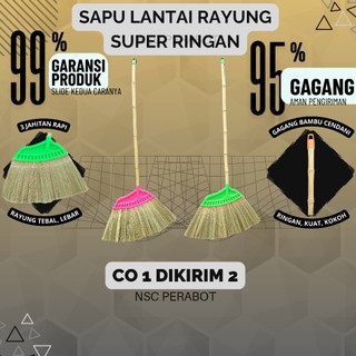 SAPU LANTAI SUPER RINGAN ANTI RONTOK ANTI PATAH GAGANG BAMBU rayung dengan gagang