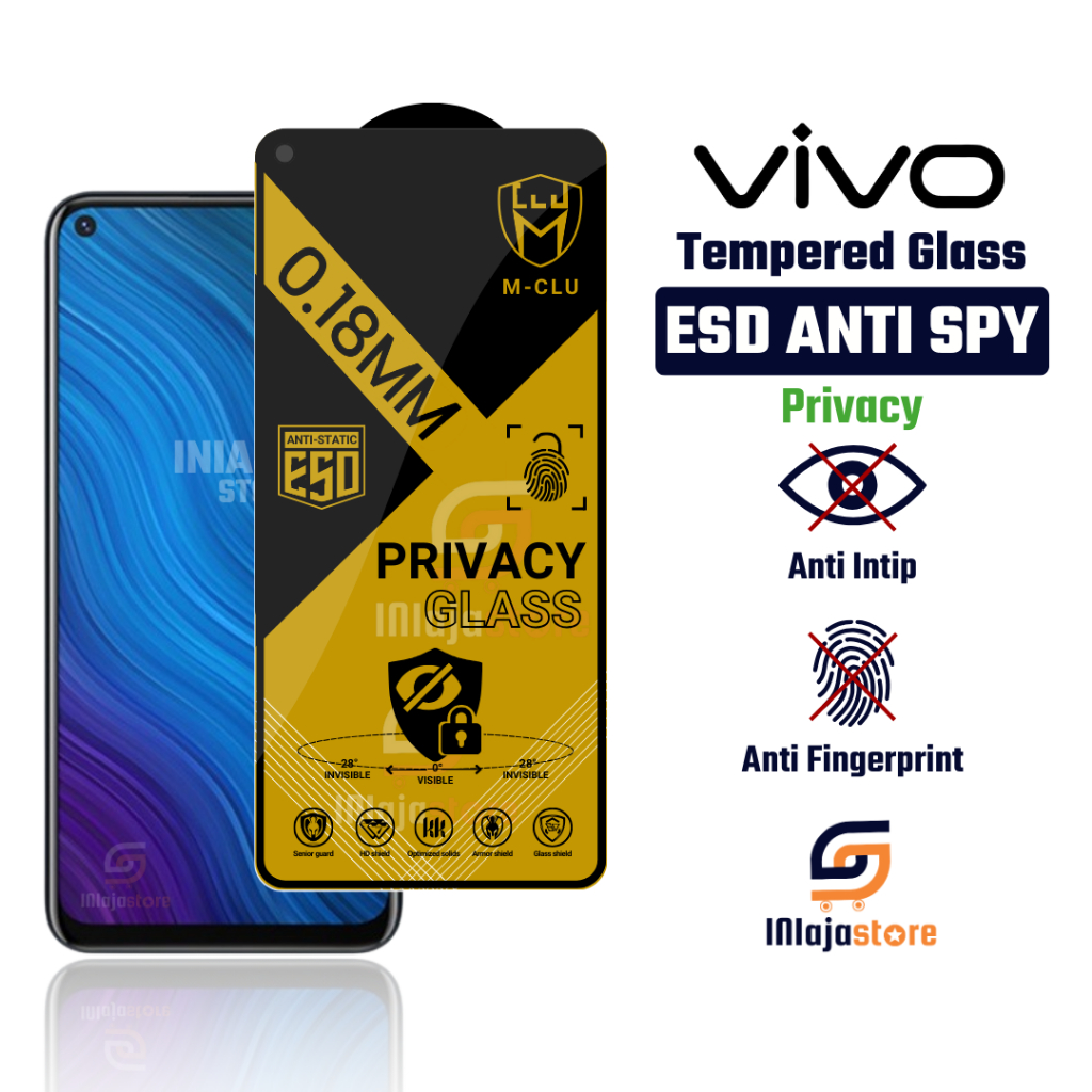กระจกนิรภัย ESD Anti Spy 0.18 มม.Vivo Y30 Y30i Y30 5G Y50 Y50i Y50t Z1 Z1 Pro Z1X Z3 Z3x Z5 Z5 Z5x A