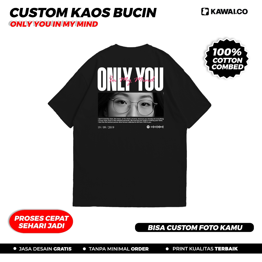 Kawai.co - เสื้อยืด Bucin Only You สามารถปรับแต่งได้ เสื้อยืดคู่รัก Unisex