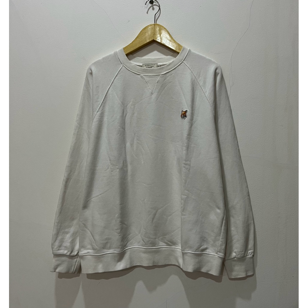 Crewneck Maison Kitsune Fox Head Patch สีขาว / เสื้อกันหนาว Maison Kitsune