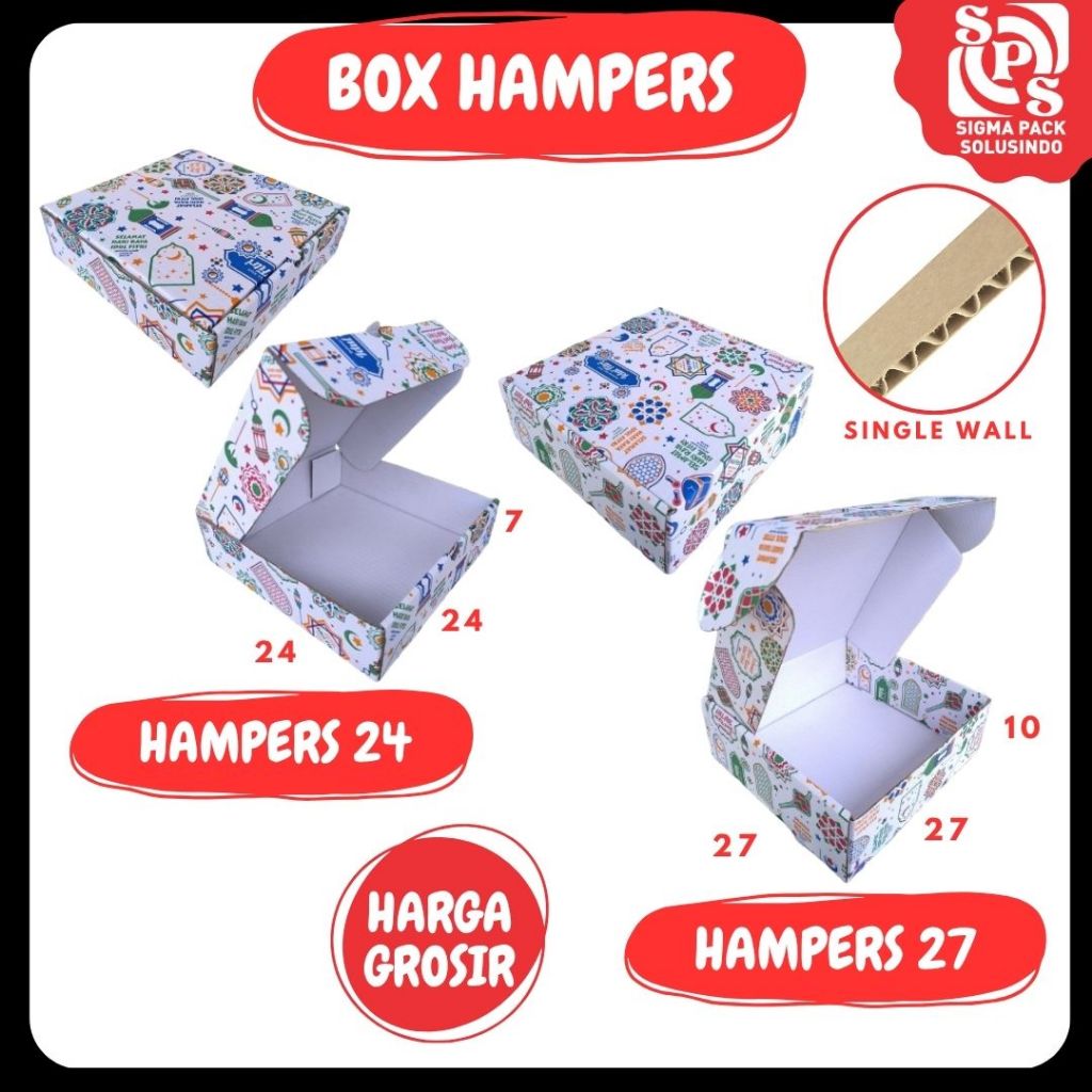 กระเช้ากล่อง 27x27x10 LS / 24x24x7 LD Hampers Box Ied Mubarok Eid Box Eid Box Packing Box Packing Bo