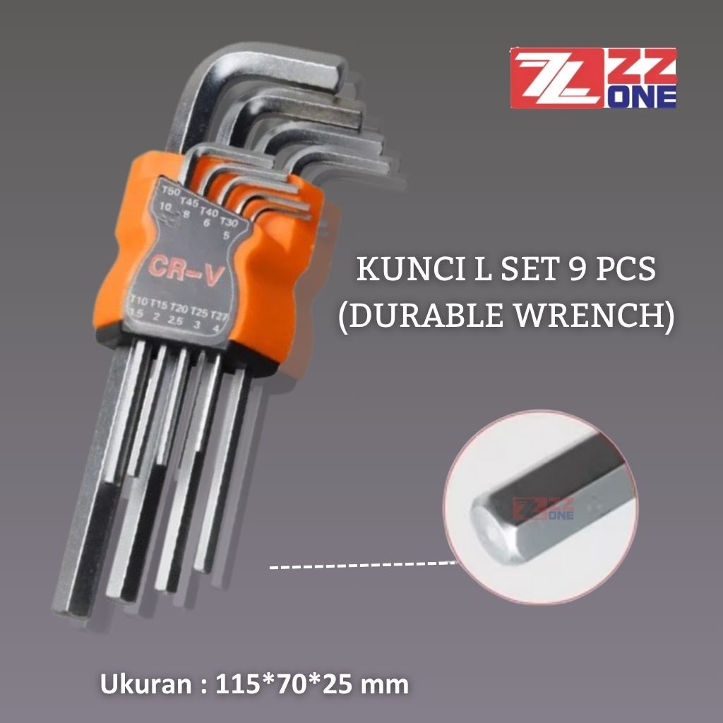 ZZONE - ชุด L-WRENCH DURABLE WRENCH 9 ชิ้น STAINLESS STEEL HEX WRENCH