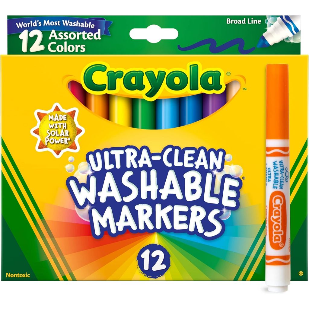 Crayola 58-7812 ปากกามาร์กเกอร์ Ultra-Clean Washable 12ct