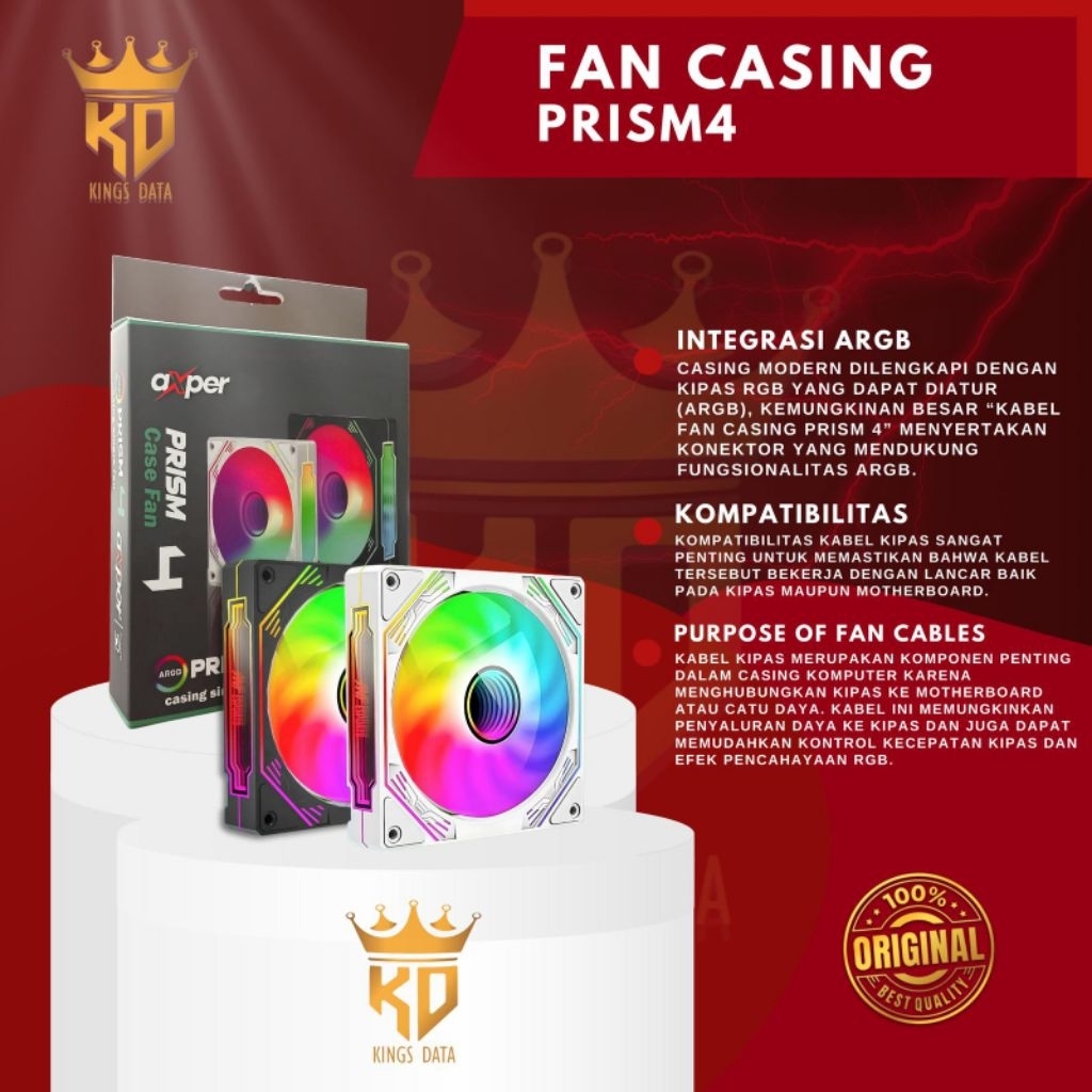 ARGB AXPER PRIMS4 PC CASING FAN 12x12cm 1500Rpm 45 CFM