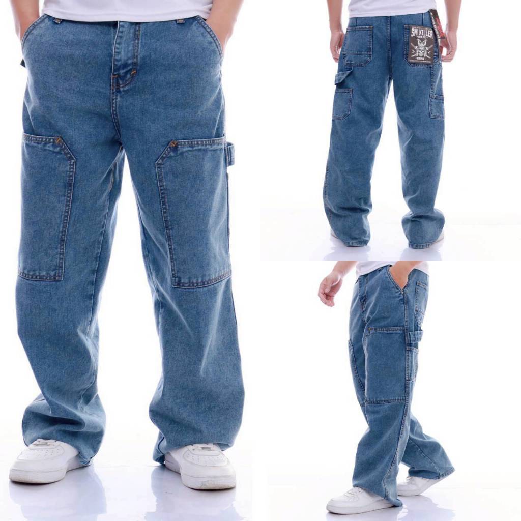 Dav Supply.co Carpenter Baggy Jeans SM Killer - Mens Bio Bleach Baggy Jeans Loose Fit Pants