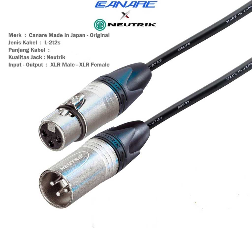 สาย XLR Canare L-2T2S ของแท้จากญี่ปุ่น 1-10 เมตรขั้วต่อแจ็ค Neutrik XLR ตัวเมียถึงชาย