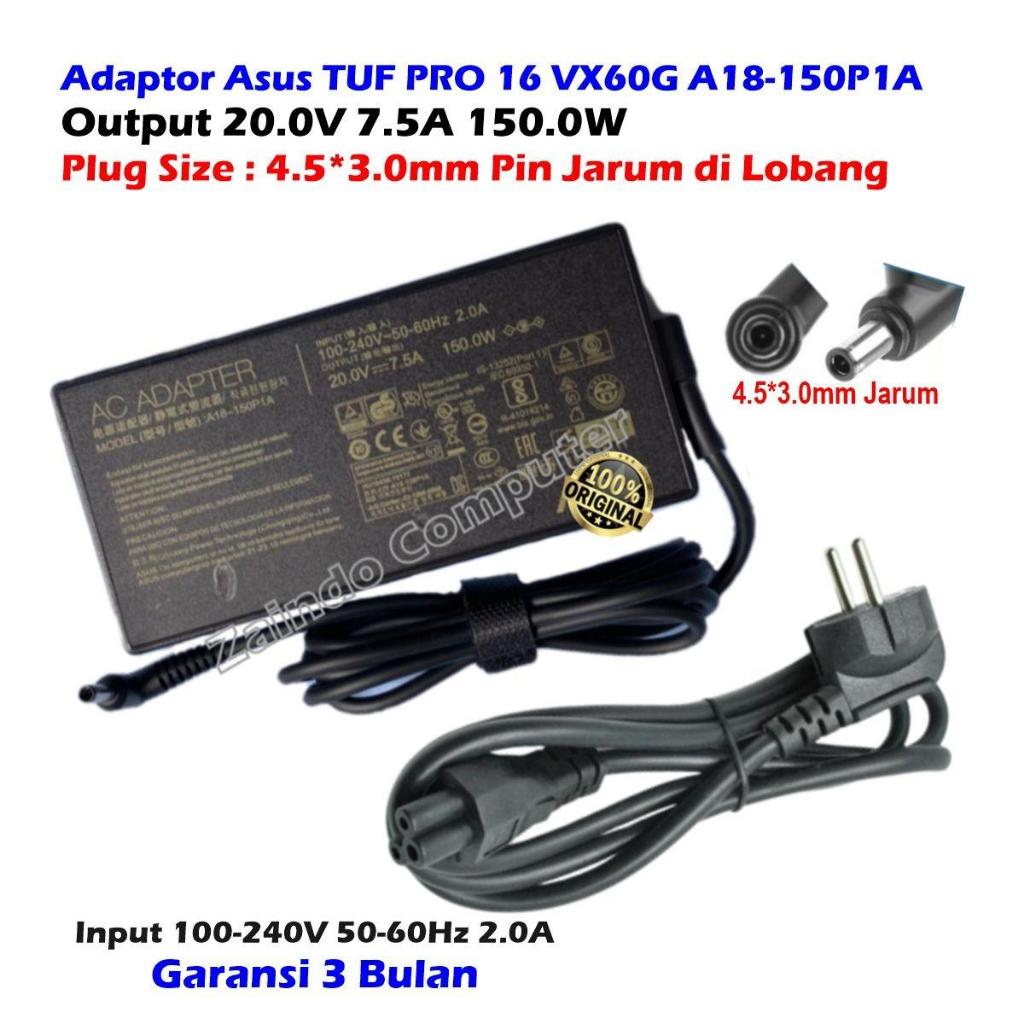 ASUS LAPTOP ADAPTER A18-150P1A 20V-7.5A 150W (4.5x3.0mm) ASUS TUF PRO 16 VX60G A18-150P1A 20V 7.5A 1