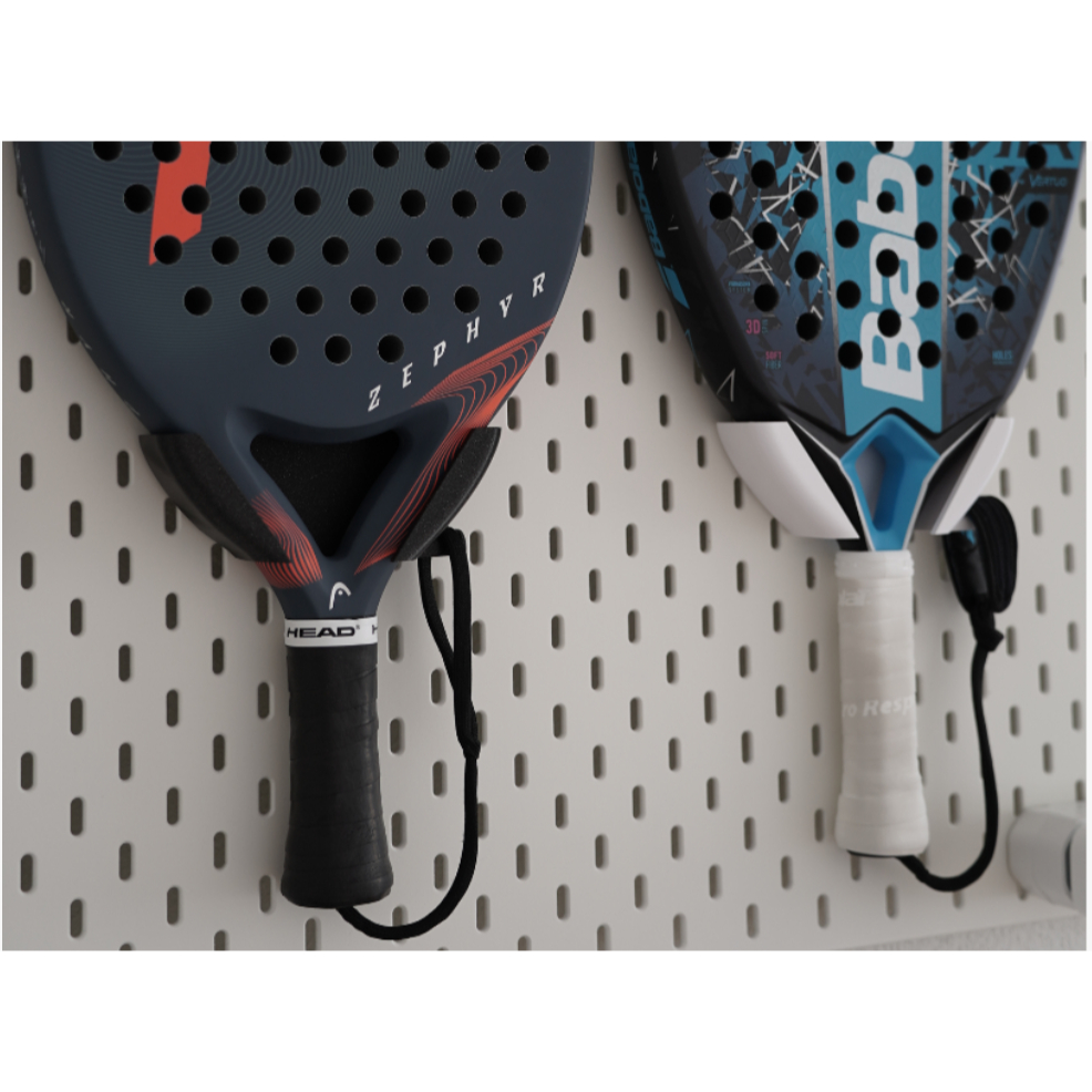3D พิมพ์ตะขอ Padel ผู้ถือแร็กเก็ต 2 ขนาด Pegboard Perforated Board