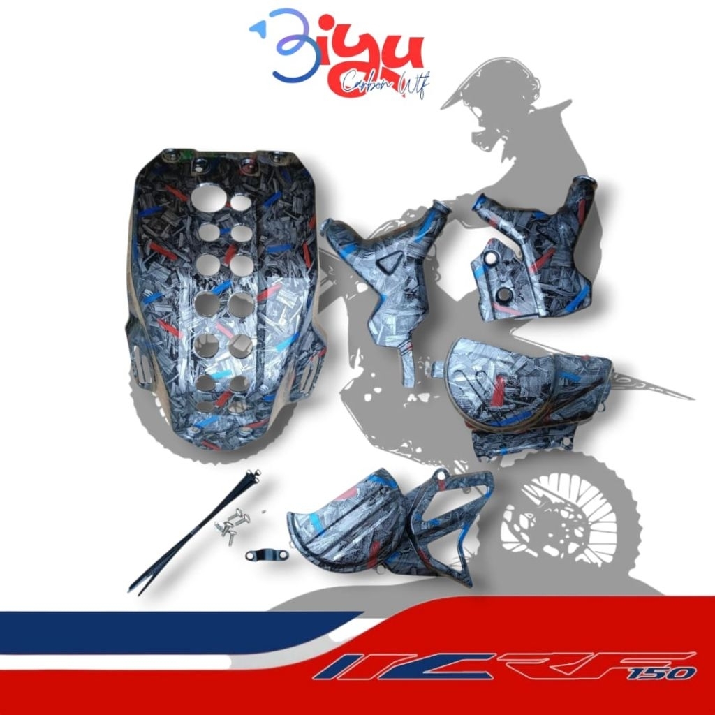 MESIN Honda CRF 150L แพ็คเกจประหยัดพิเศษ "3 ชิ้น" ฝาครอบสีคาร์บอน FORGED ฝาครอบเครื่องยนต์ขวาและซ้าย