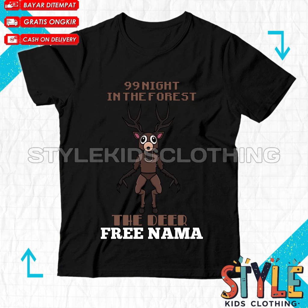 เสื้อยืดเด็ก 99 Night In The Forest The Deer Roblox ชื่อฟรี/เสื้อยืด Roblox The Deer 99 Night In The