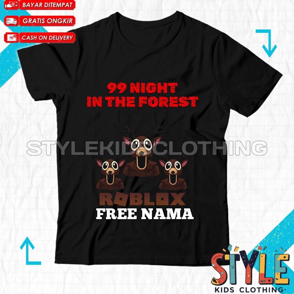 Roblox 99 Night In The Forest The Deer เสื้อยืดเด็กชื่อฟรี/กวาง 99 Night In The Forest Roblox เสื้อย
