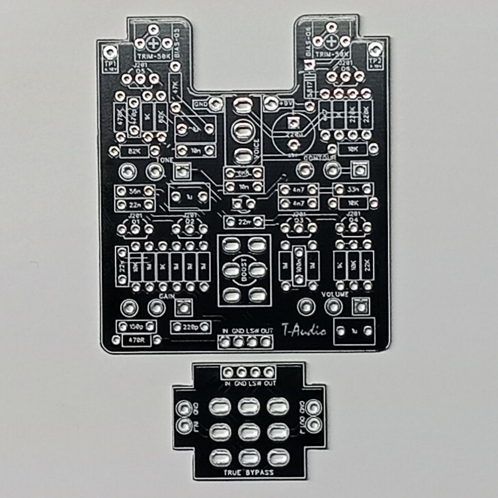 T-Audio PCBFX-265 จาก Wampler Pinnacle Distortion กีตาร์ Stompbox DIY PCB 1590B J201