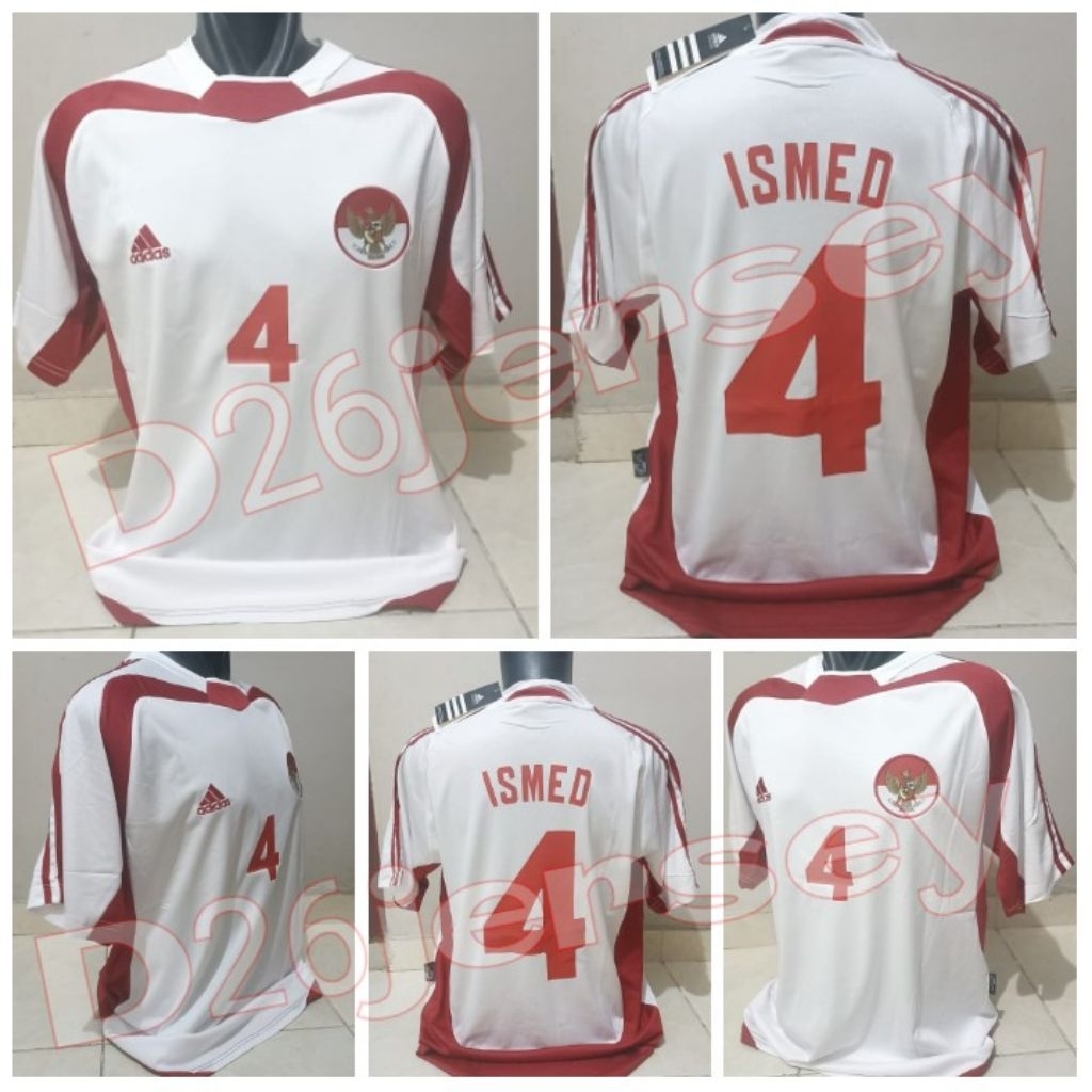 ทีมชาติอินโดนีเซีย Away RETRO Jersey 2004 / 2005 + พิมพ์ Nameset ISMED 4 / Custom ได้ตามใจชอบ OFFICI