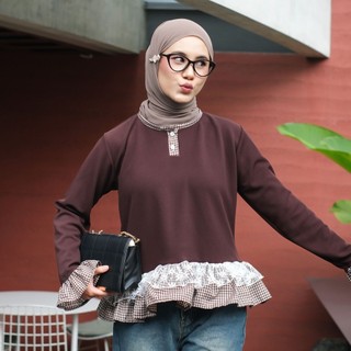 Mybamus x Listy Septia Nira Blouse Knit Tartan Umpak Kekinian
