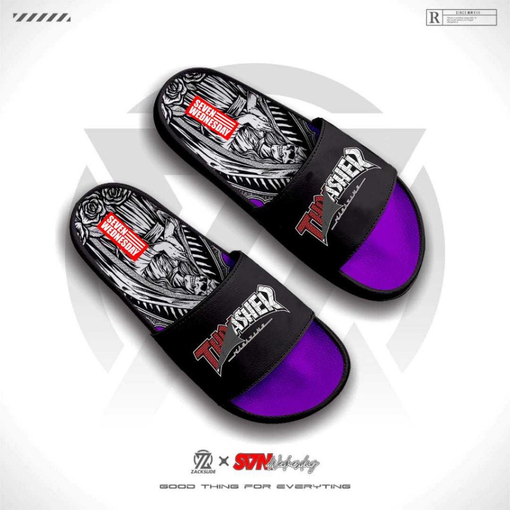 BRZ Adult Slop Sandals_012P UK 36-44 และเด็ก 26-35 ผู้ชายผู้หญิง Distro รองเท้าแตะการพิมพ์ Motif,