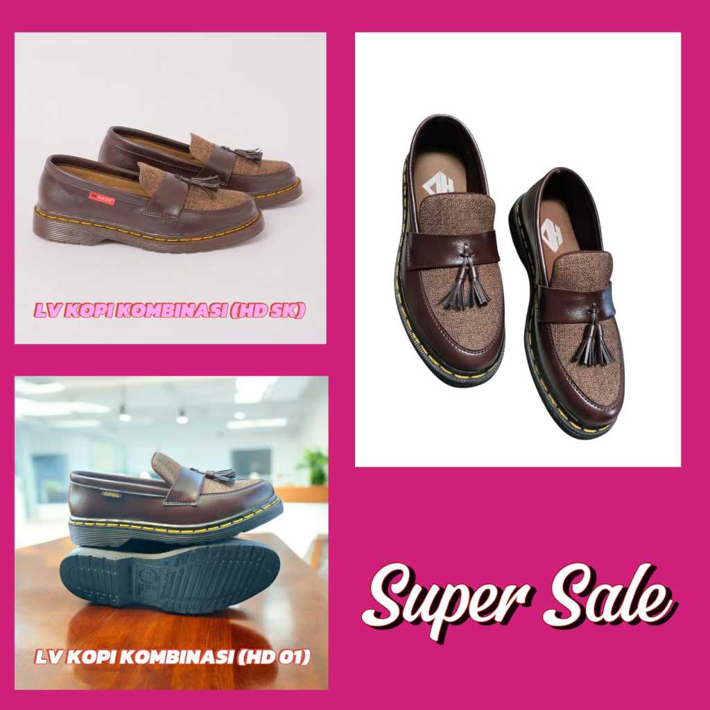Penny Loafers สําหรับผู้ชายและผู้หญิงอย่างเป็นทางการ Casual Slip บนสีน้ําตาลผสม