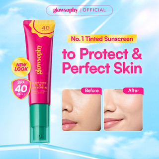 Glowsophy Bearberry Tinted Sunscreen SPF 40 PA+++ 30ml Sunblock Cream Wajah Pelembab Skin Sunscreen Membantu Wajah Menyamarkan Pori-Pori Skin Tint Liquid Foundation All Skin Natural Matte Finish Makeup Primer Cepat Meresap Sunblock Cream Ringan