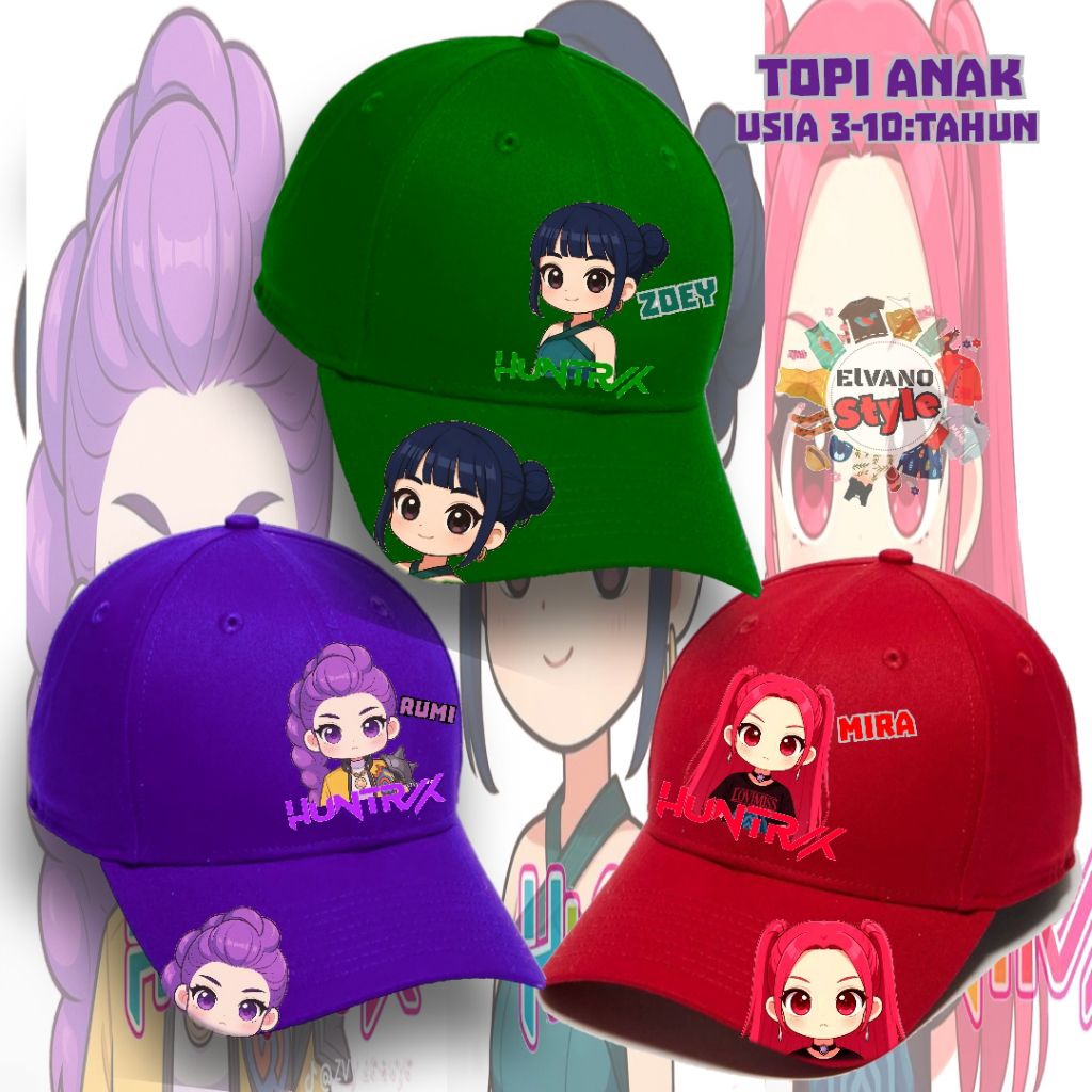 KPOP DEMON HUNTER HUNTRIX RUMI MIRA ZOEY CHARACTER หมวกเด็ก