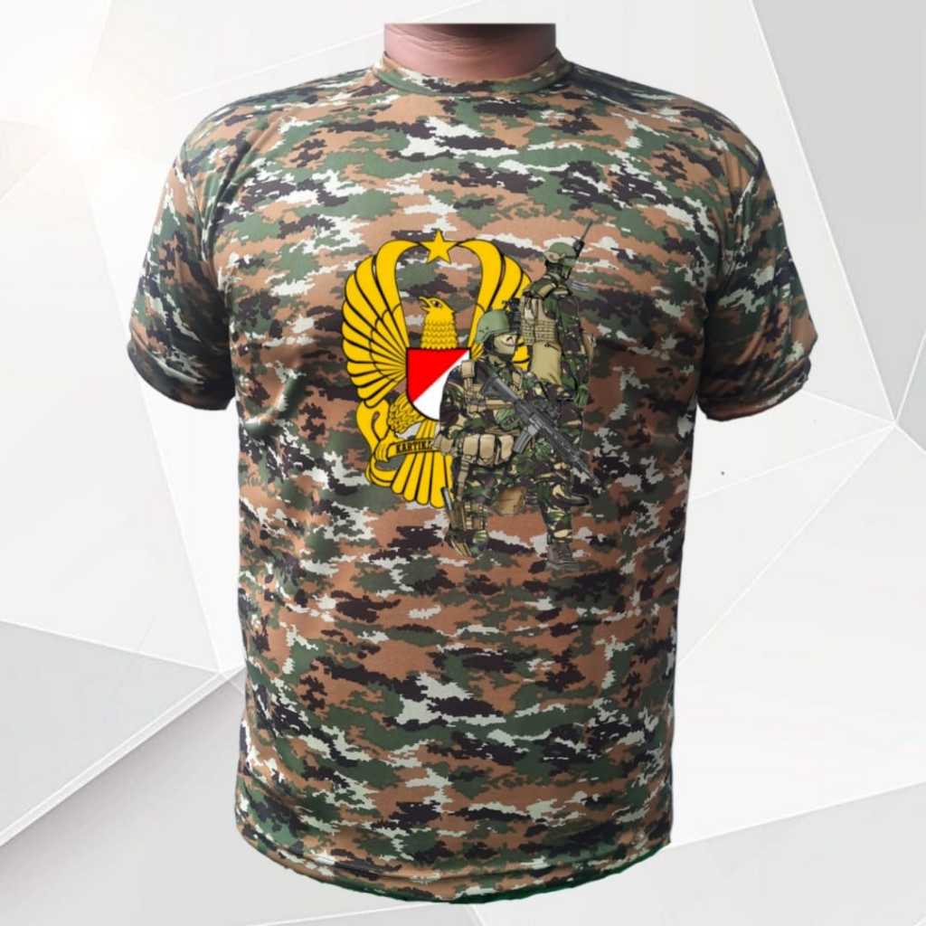 TNI AD Trimatra Sage เสื้อยืดแขนสั้นสีเขียวลายพรางแห้ง - การออกแบบล่าสุด