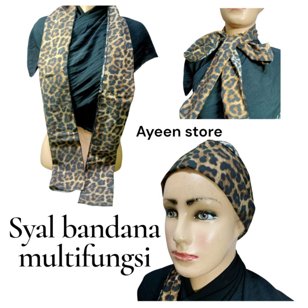 รอยแผลเป็นคอสตรีพร้อม LEOPARD และ ZEBRA STRIPES MOTIF, PREMIUM RAYON MATERIAL/HEADBAND, MODERN SKENA