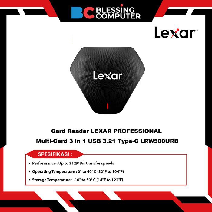 เครื่องอ่านการ์ด LEXAR PROFESSIONAL Multi-Card 3 in 1 USB 3.21 Type-C LRW500URB
