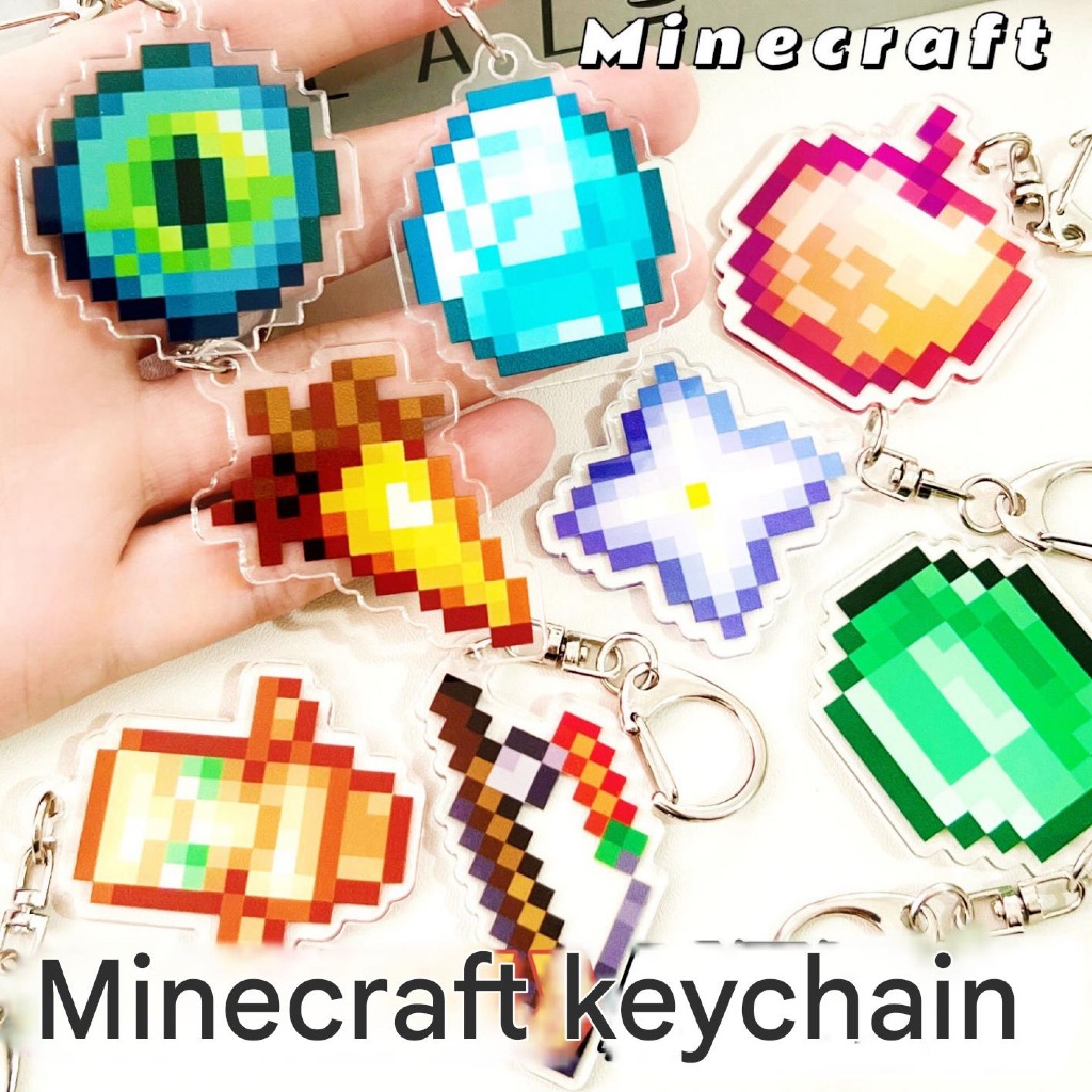 พวงกุญแจ GANTUNGAN Minecraft 4in1 – Totem of Undying, Golden Apple, Ender Eye | ชุดอุปกรณ์เสริมเกมอะ
