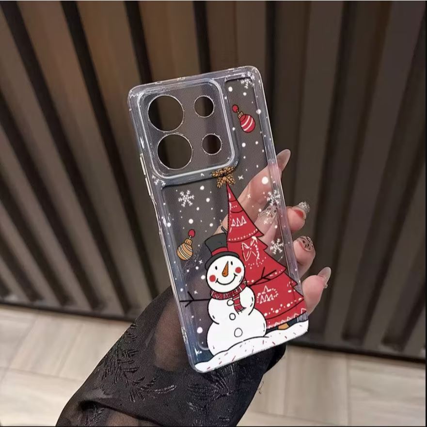 เคส TPU โปร่งใสพร้อม SNOWMAN CHRISTMAS MOTIF ชุดสําหรับ XIAOMI/REDMI/POCO/Mi10/Mi10T Mi11 LITE/PRO/M