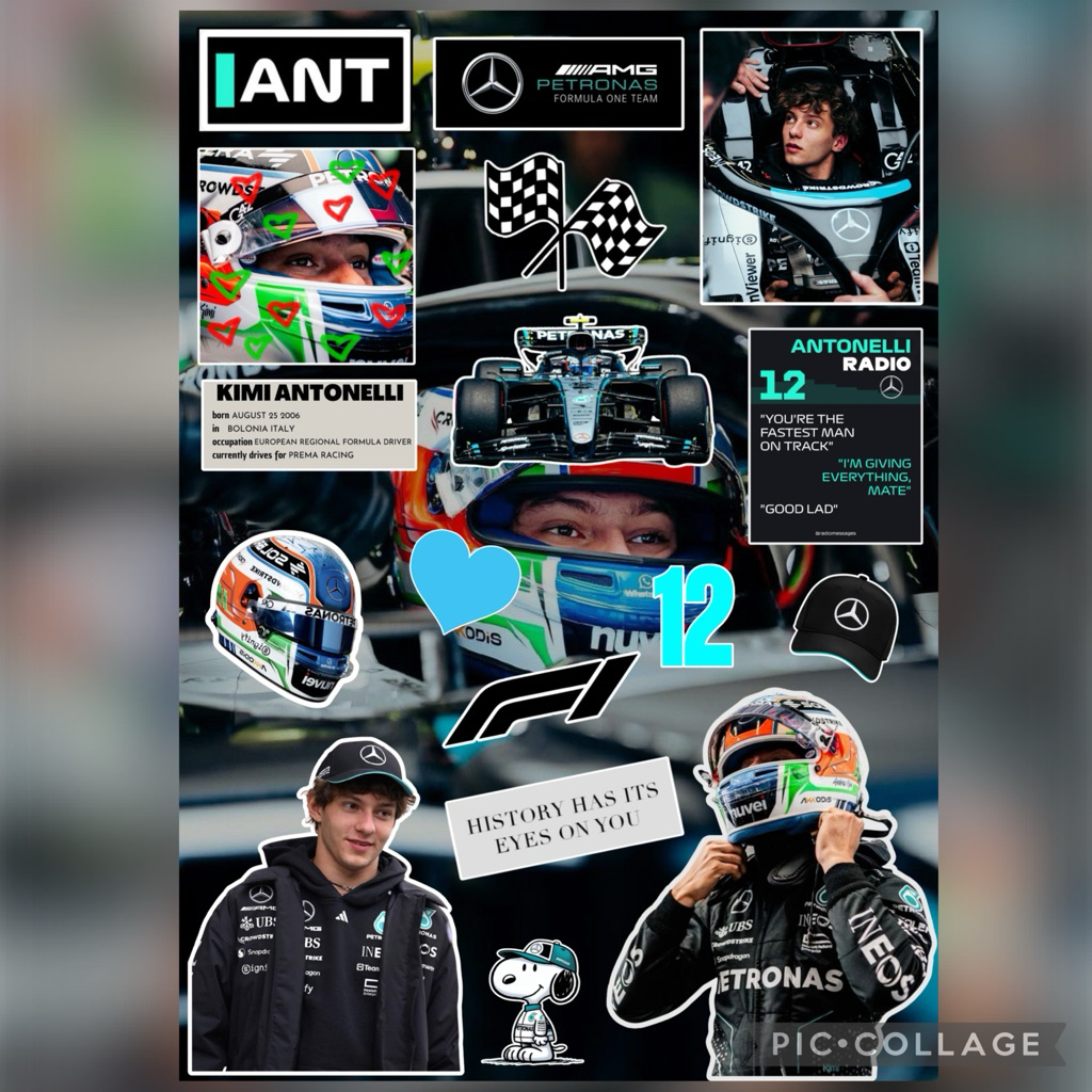 สติ๊กเกอร์สูตร 1 Mercedes AMG Petronas Kimi Antonelli | ไวนิลกันน้ํา 17 ชิ้น