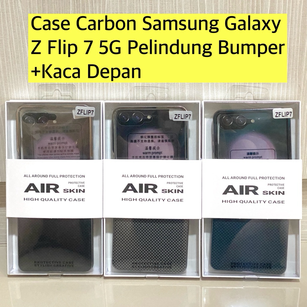 Samsung Galaxy Z Flip 7 5G Carbon Case Bumper + ตัวป้องกันกระจกหน้ารถ / Z Flip 7 5G Casing / Z flip7
