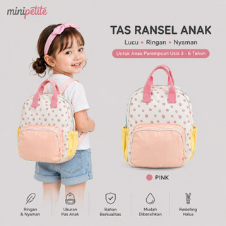 Minipetite BABC55 Tas Ransel Stroberi Anak Perempuan Tas Sekolah Anak TK PAUD