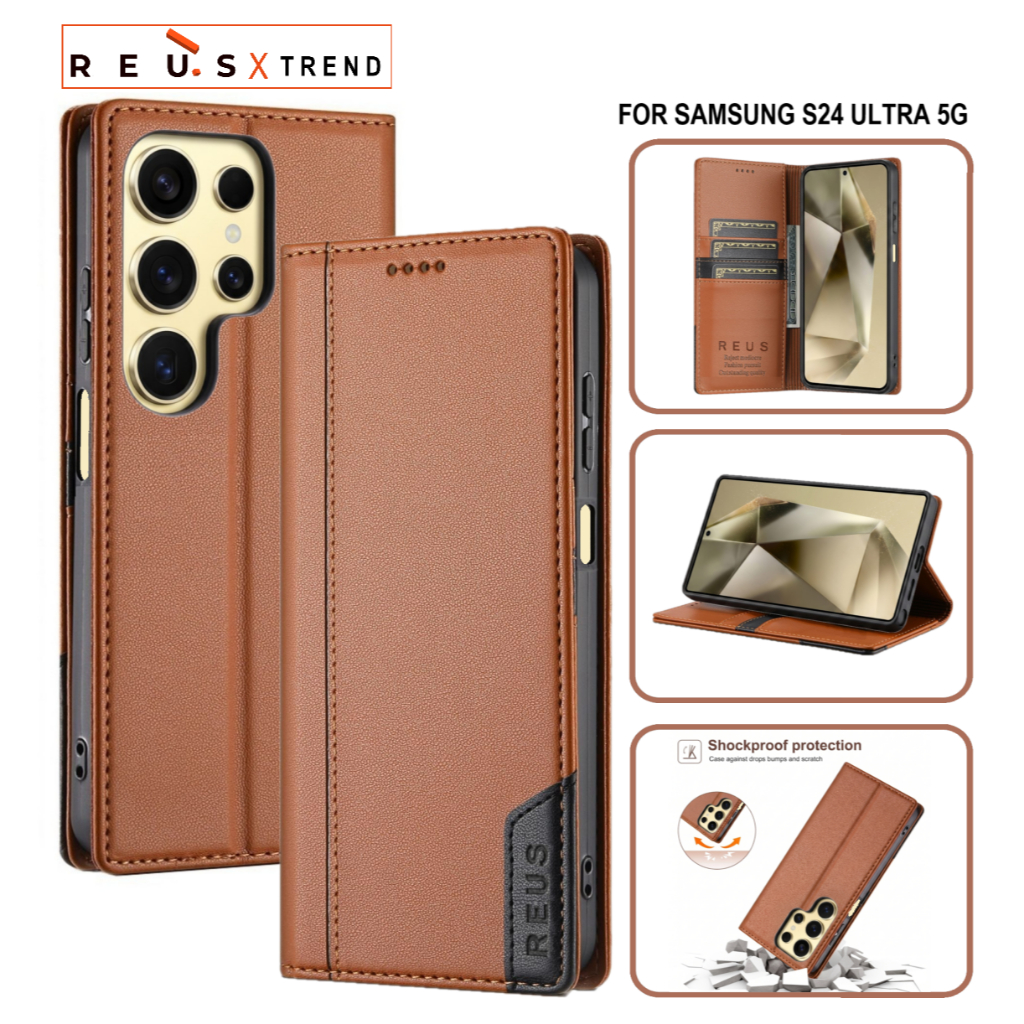 REUS เคสหนัง Samsung S24 Ultra 5g Flip Cover Wallet Card Slot Luxury Premium เคสกันกระแทก