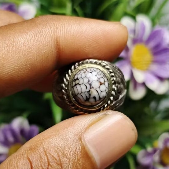 Madura Snake Scale Jipen Agate Ring