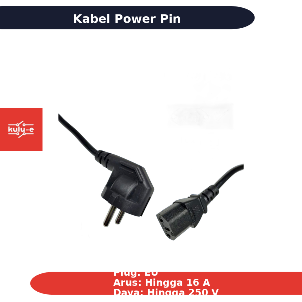HC สายไฟ PC 3 Pin 16A EU Plug IEC C13 1.5M HC-10 250V สีดํา