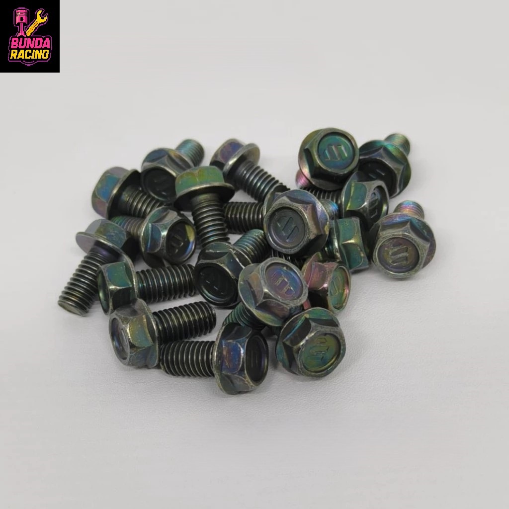 HIJAU Footstep Flange Bolt M8x16 Bolt 12 Step Step Step Etc สีเขียว