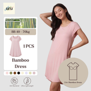 URU UCBamboo™ Daster Built-in Bra Pad – Nyaman untuk Tidur, Anti Kusut, Sejuk, & Anti Sesak