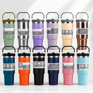 Trustedstore168 TUMBLER HANDLE PREMIUM STAINLESS 900ML 3IN1 / BOTOL MINUM ANTI DINGIN DAN PANAS/ TUMBLER COFFEE MUG