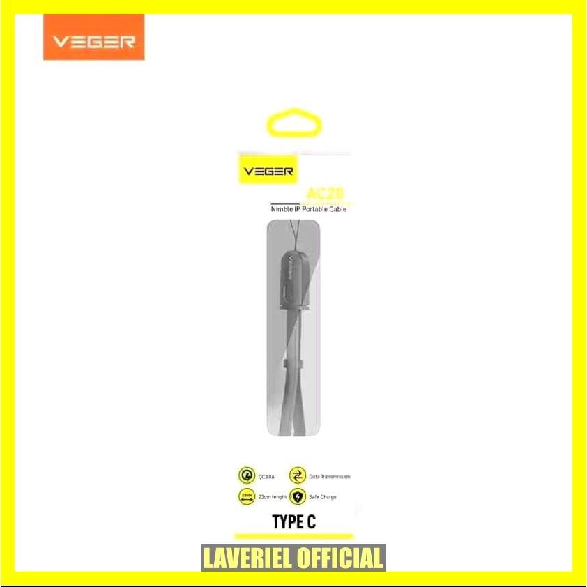LAVE - Veger AC20 USB Type C 3.0A 27cm Quick Charger Data Cable ORIGINAL VEGER