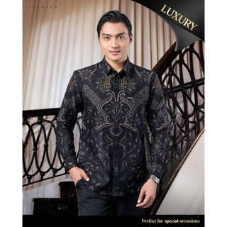 Laskala Batik Premium Borneo Kemeja Batik Pria Slimfit Lengan Panjang