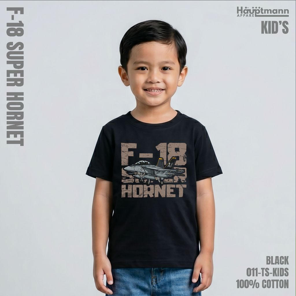 Hauptmann - Distro Kids T-Shirt - F 18 Super Hornet - Jet Fighter Plane - Modern Warfare - Cotton 10