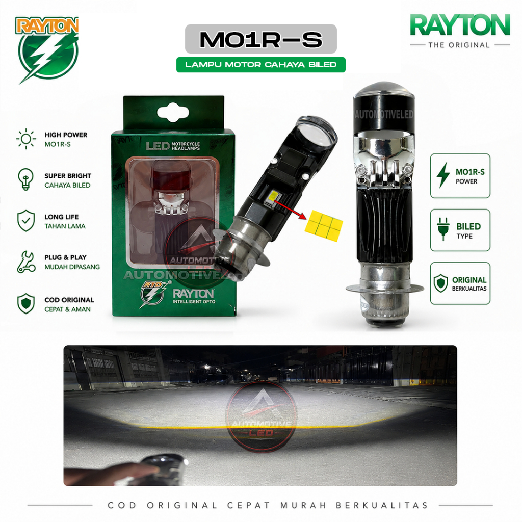 RTD RAYTON H6 M01RS ไฟหน้า H6 LED รถจักรยานยนต์ UNIVERSAL BEBEK MATIC PNP