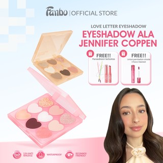 [EYESHADOW JENNIFER COPPEN] Fanbo Love Letter Eyeshadow Palette - Pigmented Hingga 12 Jam Glitter Shimmer Tahan Lama Korean Makeup Non Smudge Sweatproof Aman Untuk Pemula