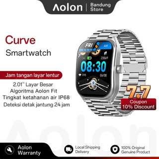Aolon Curve Smartwatch Pria Original Bluetooth Call Heart Rate Blood Oxygen Sleep Monitoring Custom Wallpaper Waterproof Running Watch
